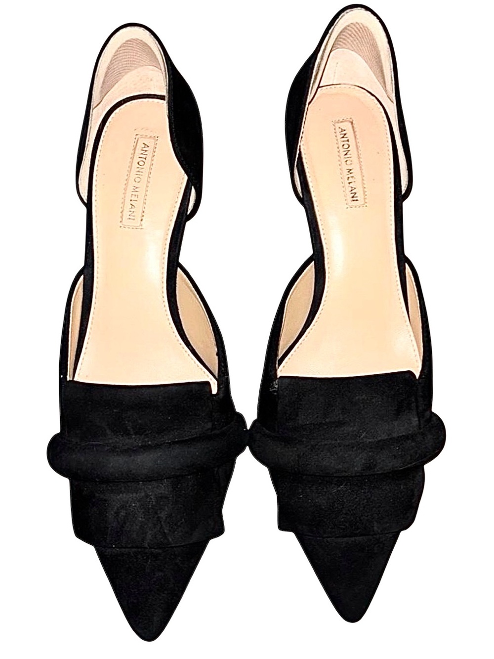 ANTONIO MELANI Black Pointed D'Orsay Kitten Heels